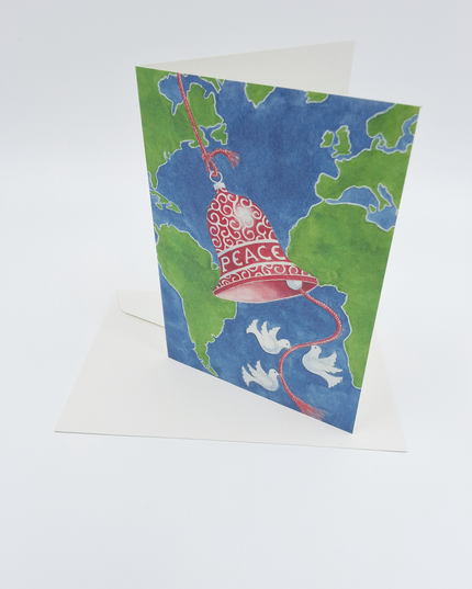 Greeting card clock earth Christmas dove