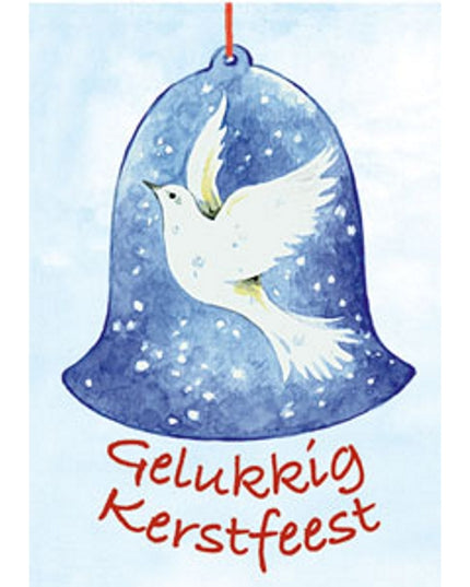Greeting card dove in Christmas bell "Merry Christmas"