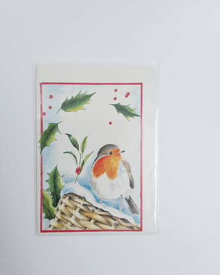 Wenskaart roodborstje hulst (F12881)