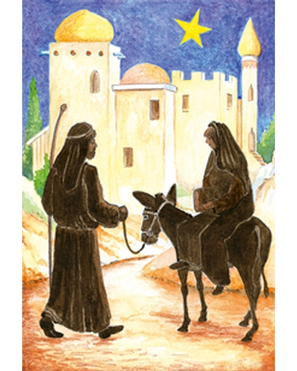 Wenskaart ezel, Maria, Jozef (F12898)
