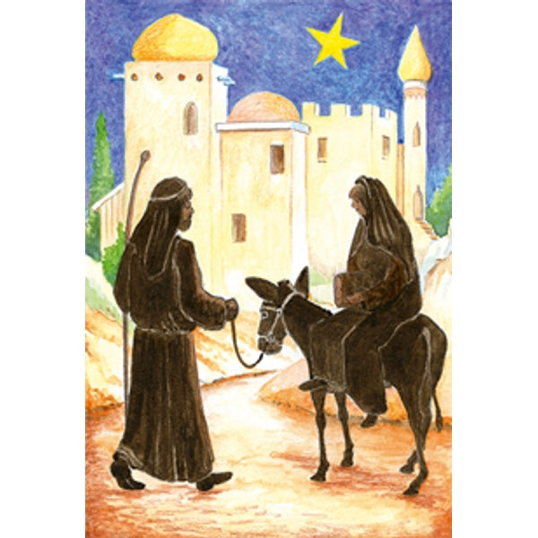 Wenskaart ezel, Maria, Jozef (F12898)