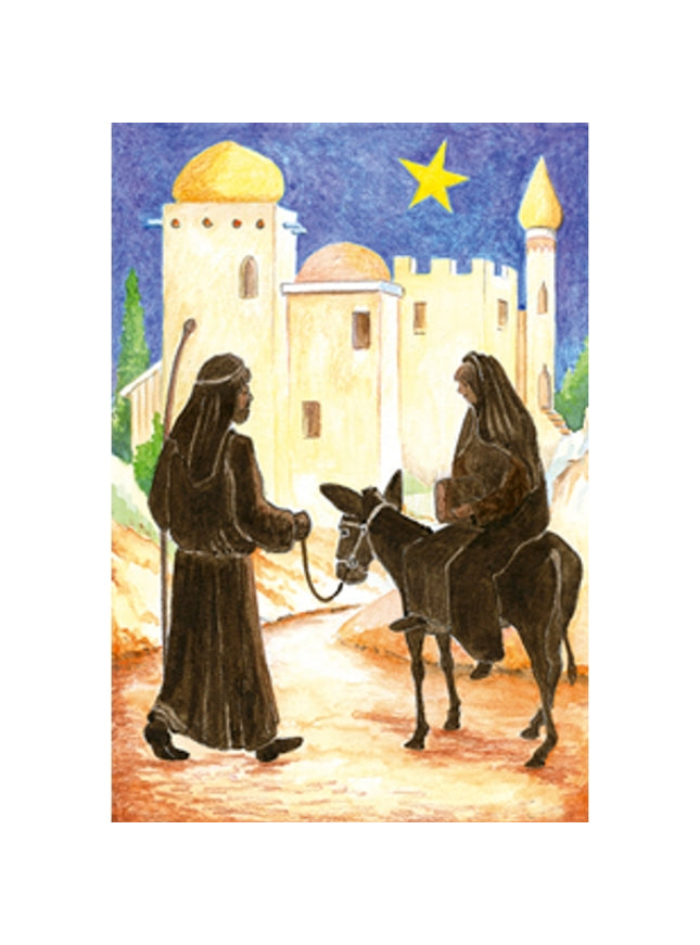 Wenskaart ezel, Maria, Jozef (F12898)
