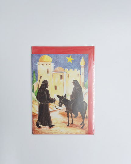 Wenskaart ezel, Maria, Jozef (F12898)