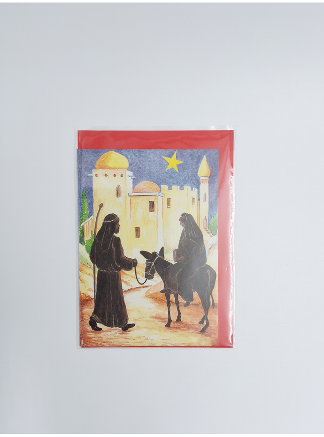 Wenskaart ezel, Maria, Jozef (F12898)