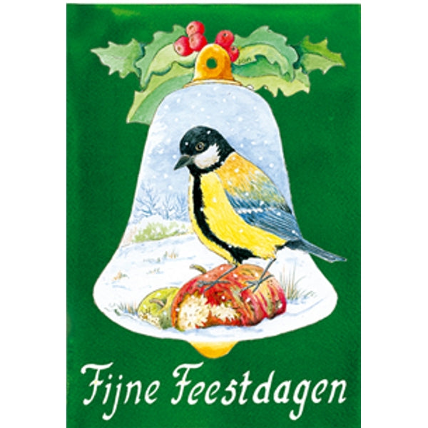 Wenskaart kerstklok mees "prettige feestdagen" (F12899)