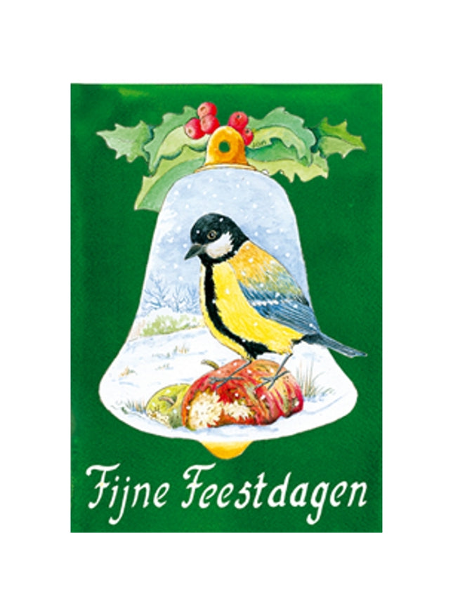 Wenskaart kerstklok mees "prettige feestdagen" (F12899)