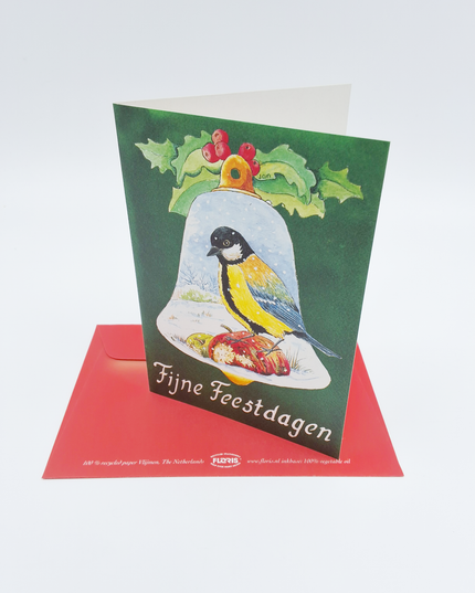 Greeting card Christmas bell tit "happy holidays"