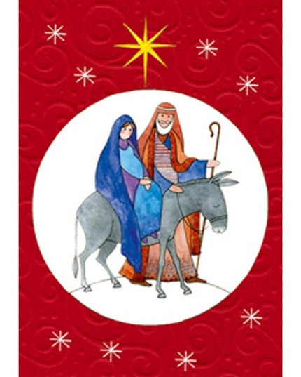 Greeting card Joseph and Mary donkey