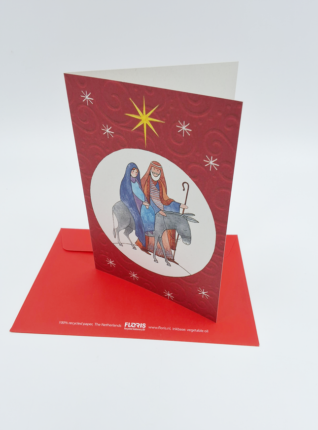Wenskaart Jozef en Maria ezel (F12915)