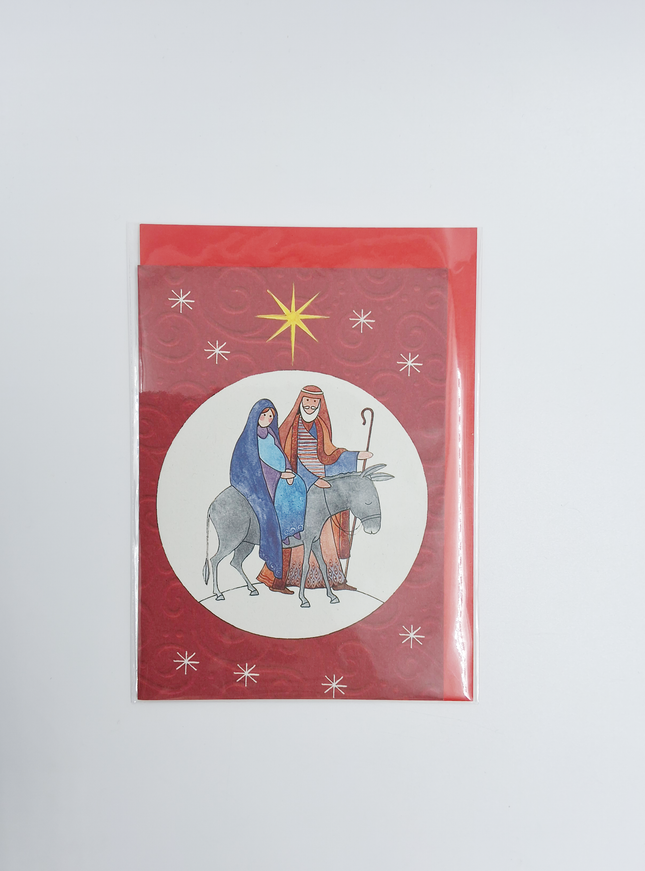 Wenskaart Jozef en Maria ezel (F12915)