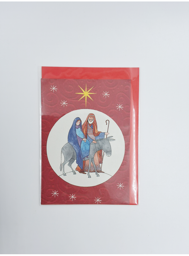 Wenskaart Jozef en Maria ezel (F12915)