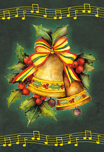 Wenskaart kerstklok groen (F12952)