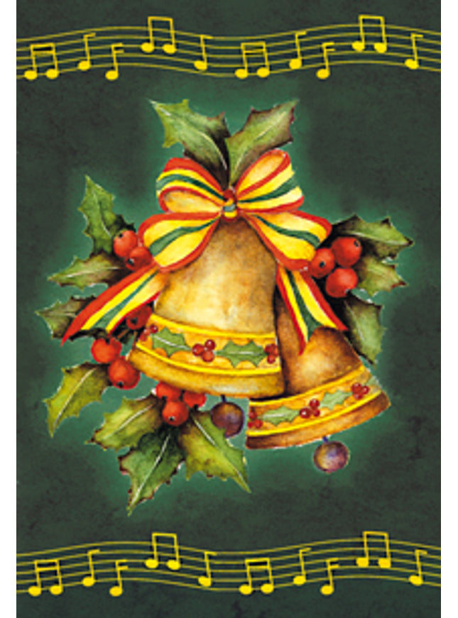 Wenskaart kerstklok groen (F12952)