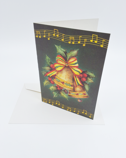 Greeting card Christmas bell green