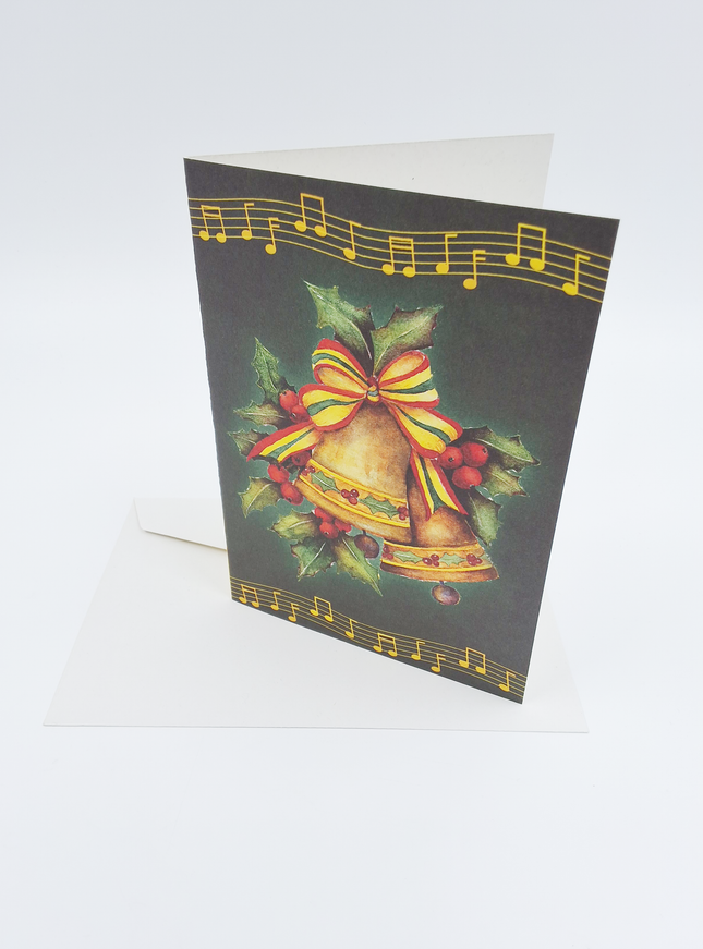Wenskaart kerstklok groen (F12952)