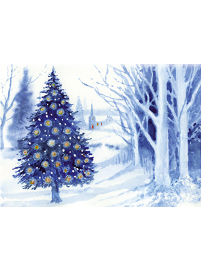 Wenskaart kerstboom kerk (F12956)