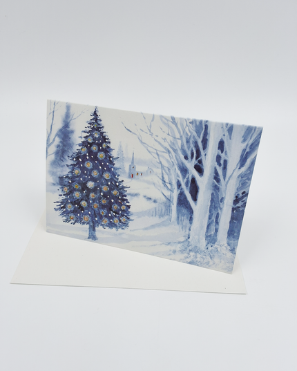 Greeting card Christmas tree church