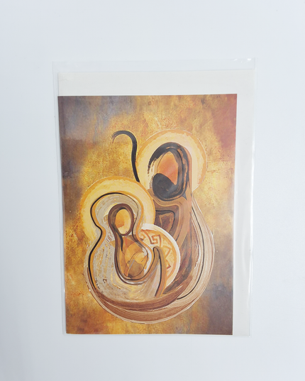 Greeting card Jesus Joseph and Mary brown