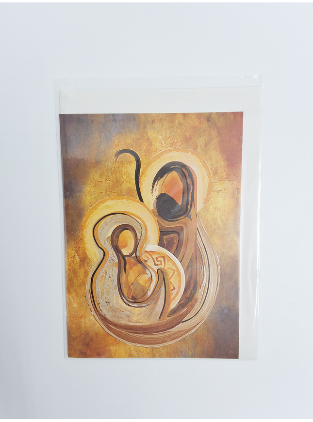 Carte de vœux Jésus Joseph et Marie marron