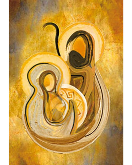 Greeting card Jesus Joseph and Mary brown