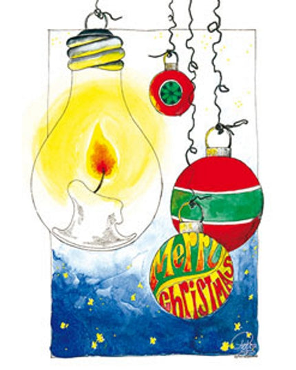 Greeting card light bulb Christmas balls "Merry Christmas"