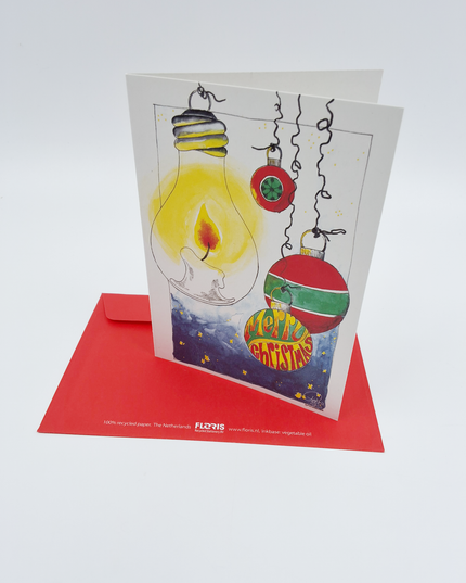 Greeting card light bulb Christmas balls "Merry Christmas"