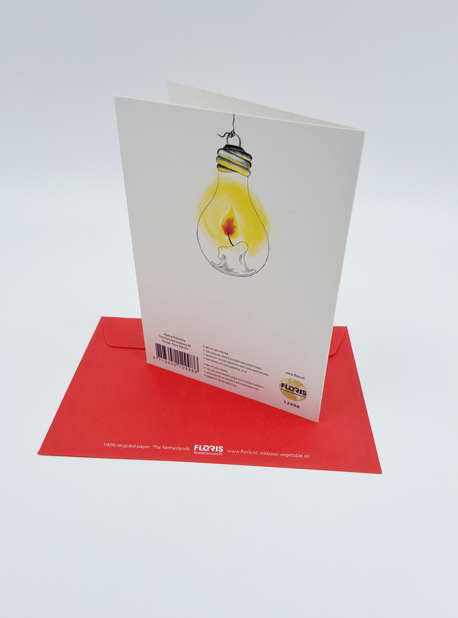 Wenskaart gloeilamp kerstballen "Merry Christmas" (F12998)