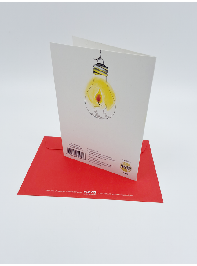 Wenskaart gloeilamp kerstballen "Merry Christmas" (F12998)