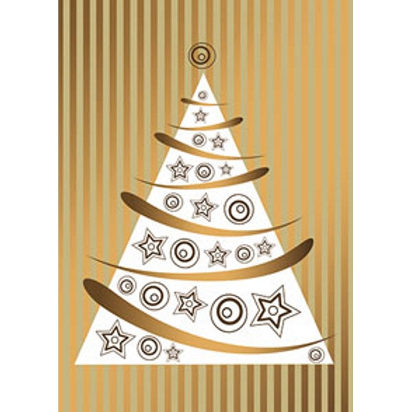 Wenskaart kerstboom goud (F13004)