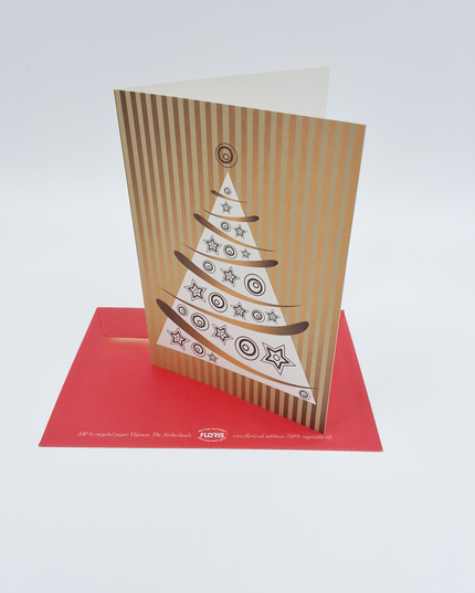 Greeting card Christmas tree gold