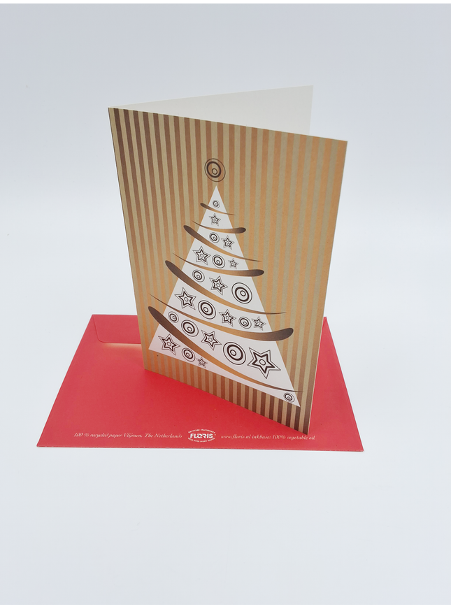 Wenskaart kerstboom goud (F13004)