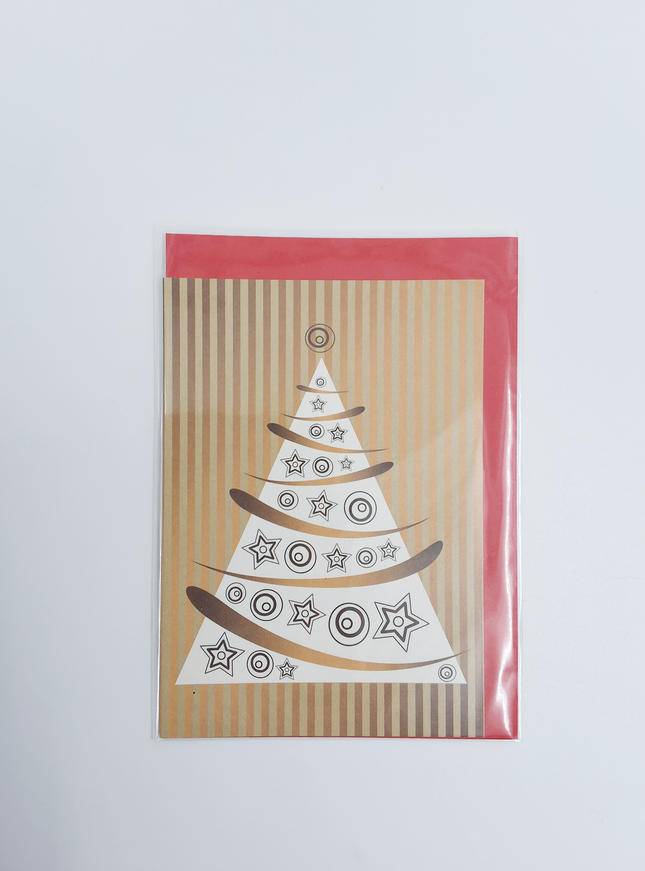 Wenskaart kerstboom goud (F13004)