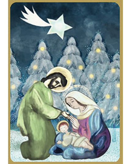 Greeting card Jesus Joseph and Mary watercolor