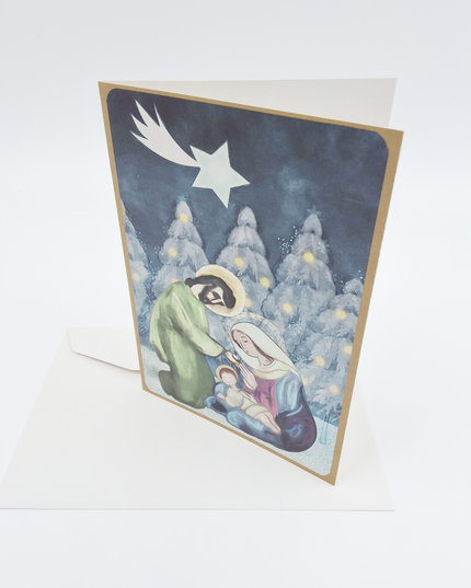 Greeting card Jesus Joseph and Mary watercolor