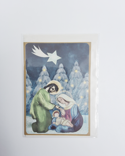 Greeting card Jesus Joseph and Mary watercolor