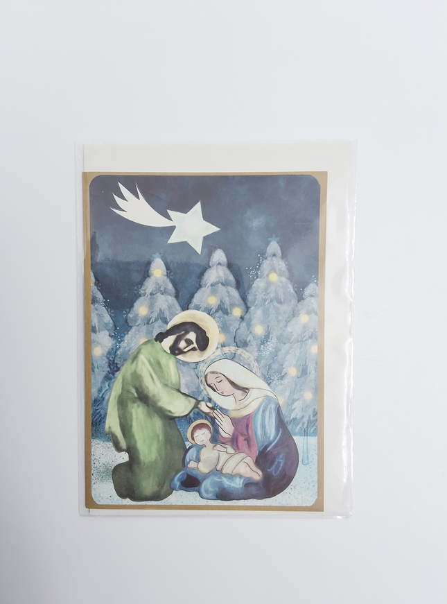 Wenskaart Jezus Jozef en Maria aquarel (F13005)