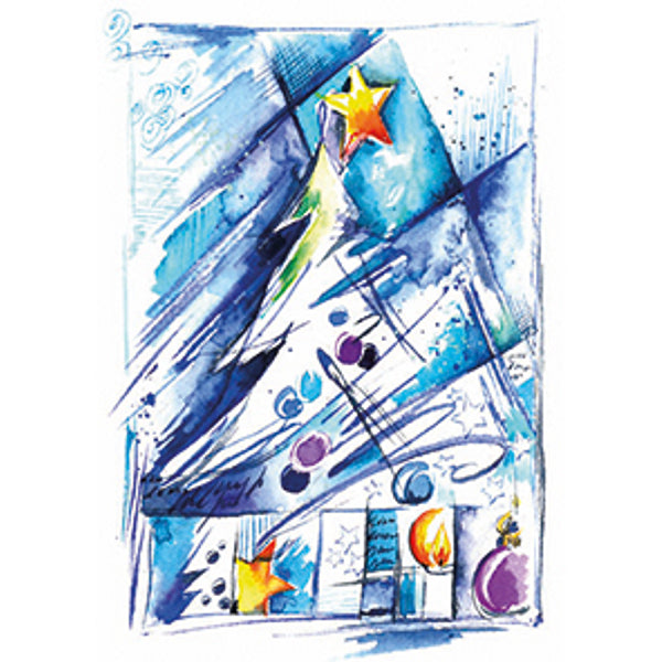 Wenskaart kerstboom blauw (F13009)