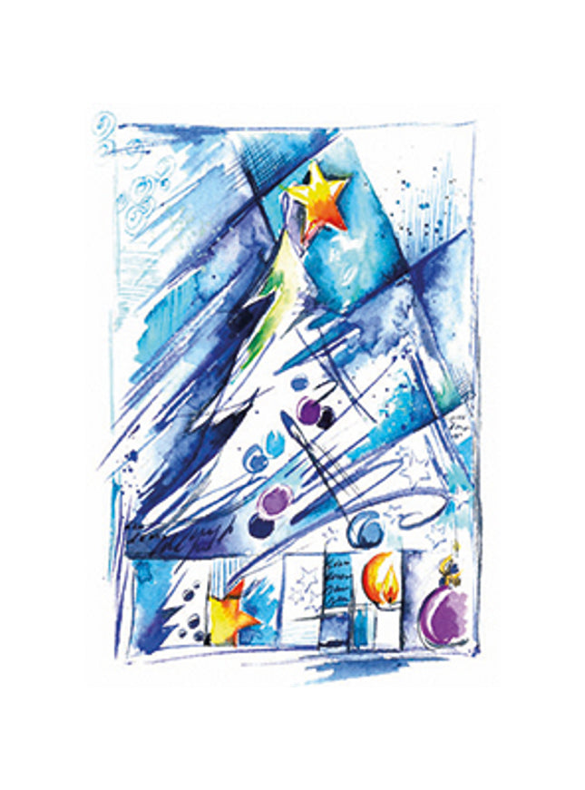Wenskaart kerstboom blauw (F13009)