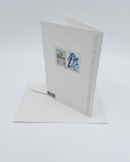 Greeting card Christmas tree blue