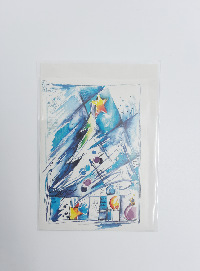 Wenskaart kerstboom blauw (F13009)
