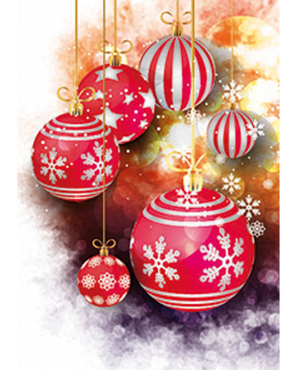 Wenskaart kerstballen rood (F13013)
