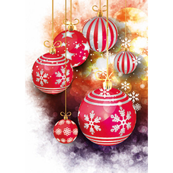 Wenskaart kerstballen rood (F13013)