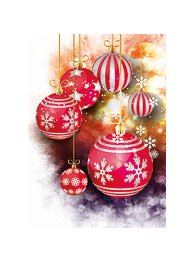 Wenskaart kerstballen rood (F13013)