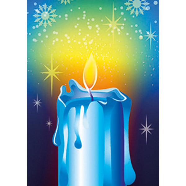 Wenskaart kaars blauw (F13016)