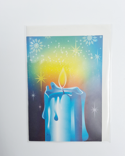 Wenskaart kaars blauw (F13016)