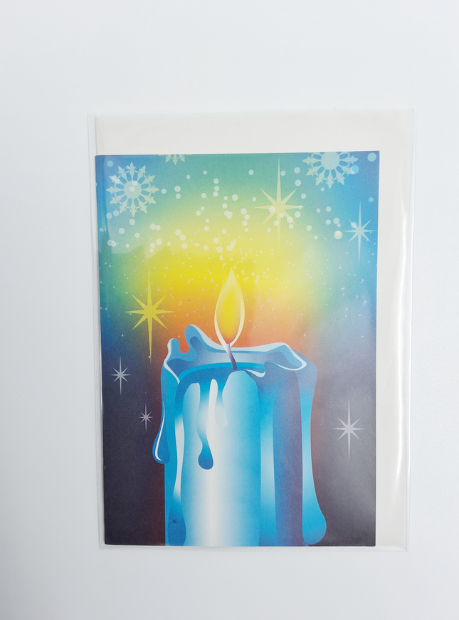 Wenskaart kaars blauw (F13016)