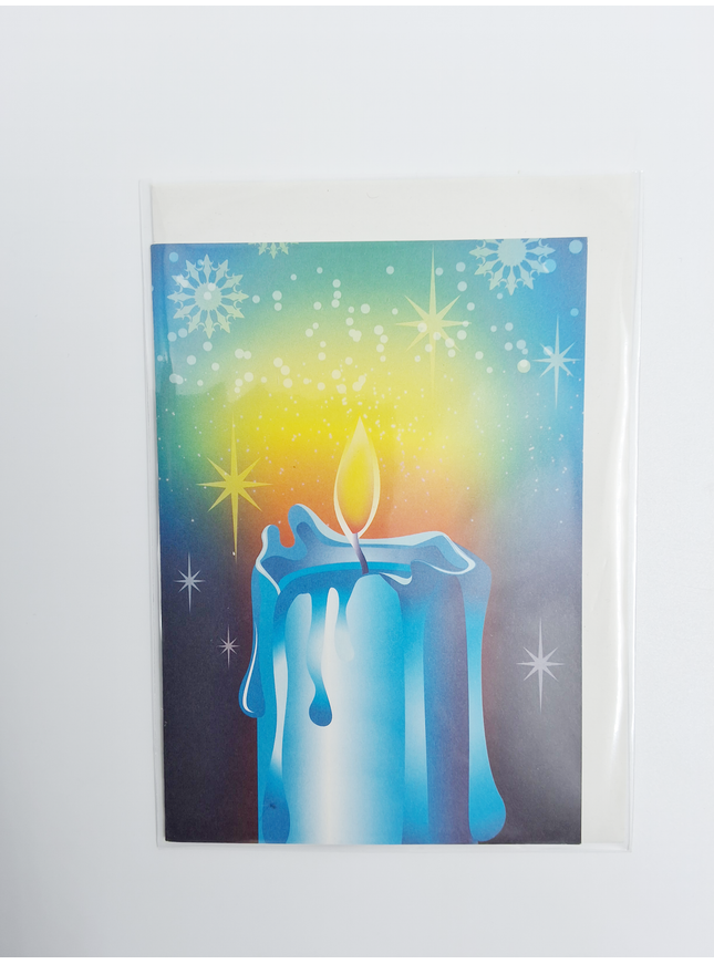 Wenskaart kaars blauw (F13016)