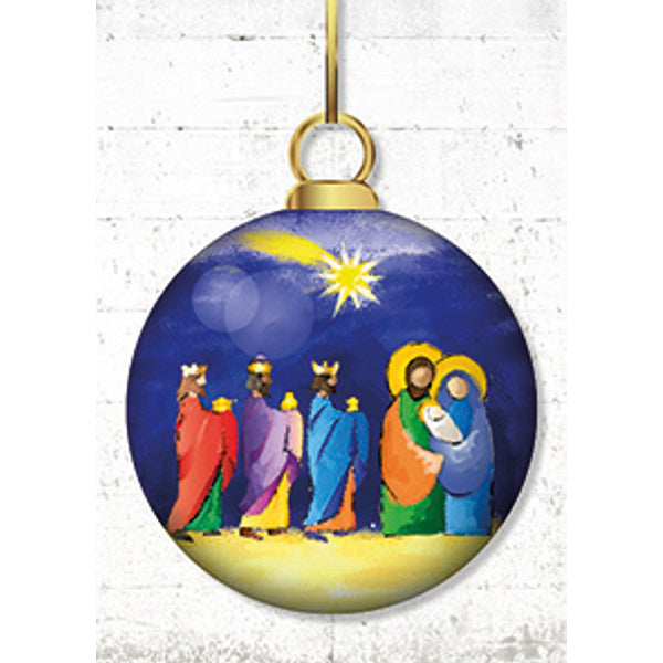 Wenskaart kerstbal heilige familie (F13023)