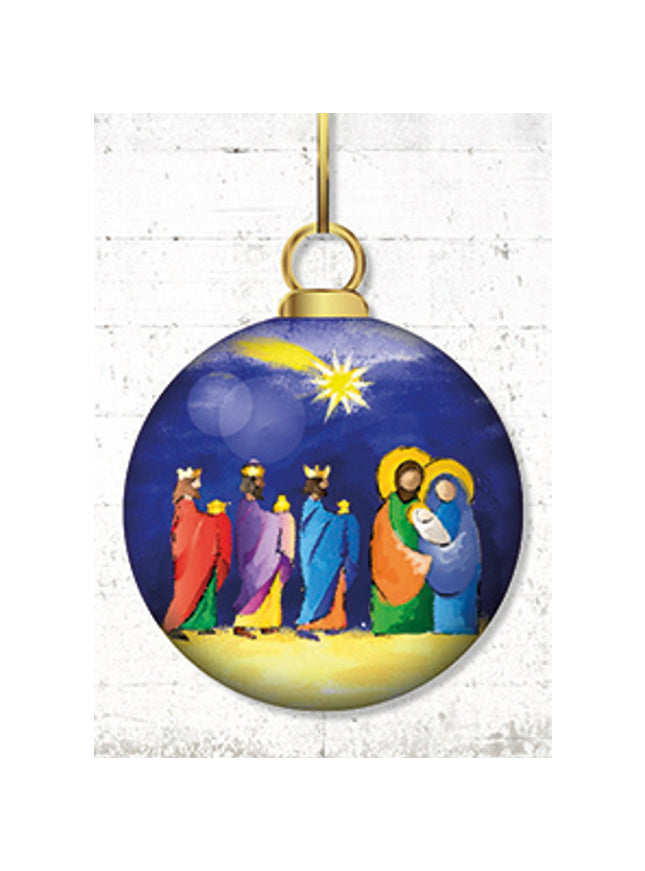 Wenskaart kerstbal heilige familie (F13023)