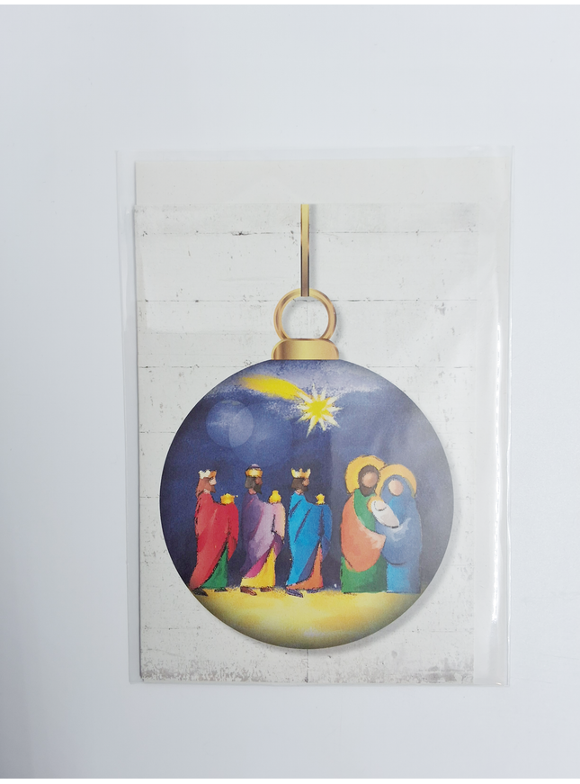 Wenskaart kerstbal heilige familie (F13023)